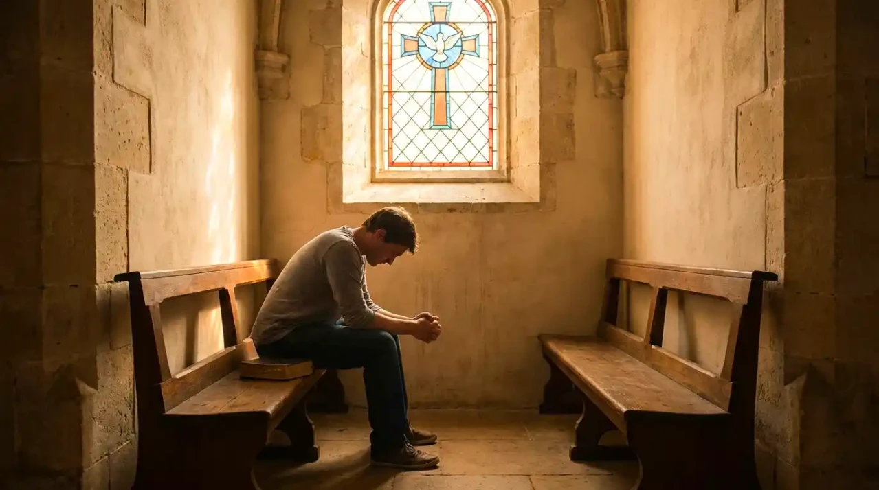 persona en silencio reflexionando con luz suave simbolizando refugio en Dios