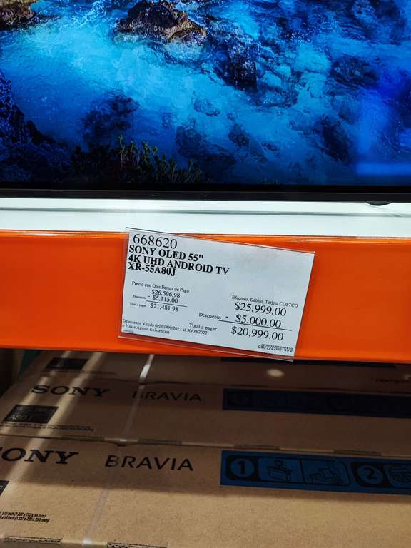 COSTCO: Pantalla Sony OLED 55'' XR-55A80J 
