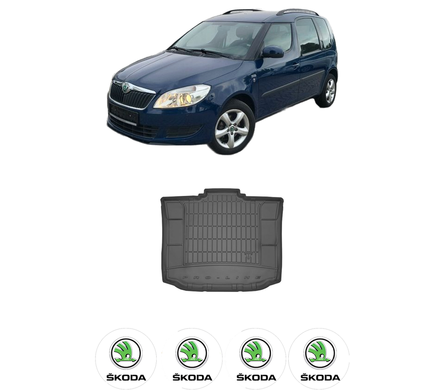 Tavita Portbagaj SKODA ROOMSTER (5J7) din 2006-2015, Protectie Portbagaj Auto, 4x Stickere auto cu SKODA