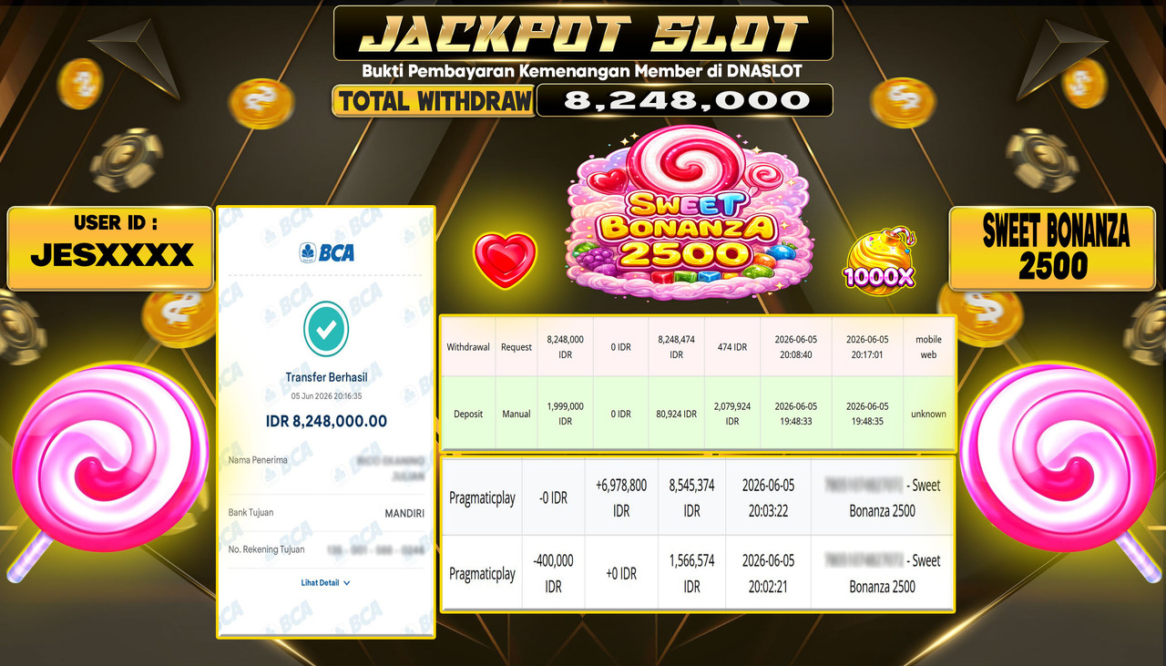JACKPOT SLOT SWEET BONANZA 25OO  05 JUNE 2026