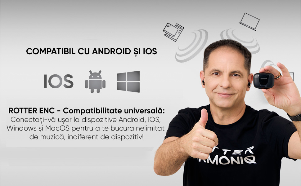 Casti wireless ROTTER ENC Negru