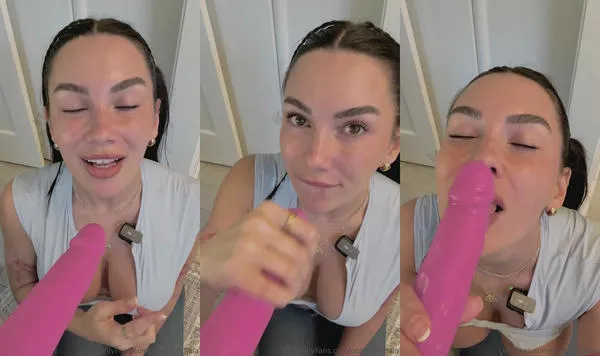 Observinglalaxo Throats Her Wall Mounted Dildo