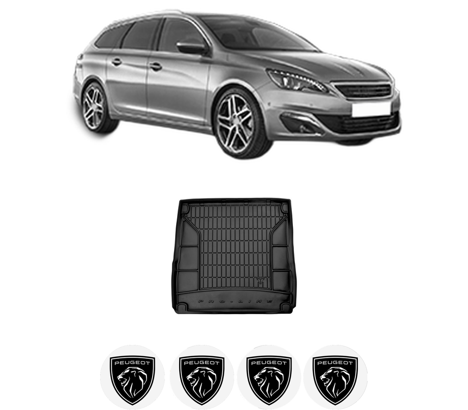 Tavita Portbagaj PEUGEOT 308 SW II (LC_, LJ_, LR_, LX_, L4_) din 2014-2021, Protectie Portbagaj Auto, 4x Stickere auto cu PEUGEOT