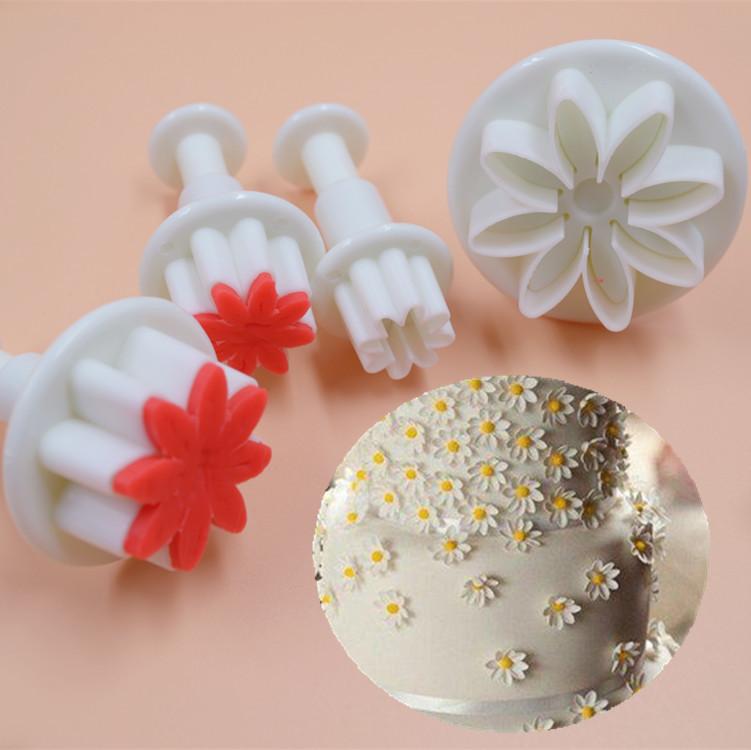 Molde expulsor flor margarita decoración tortas fondant manualidades