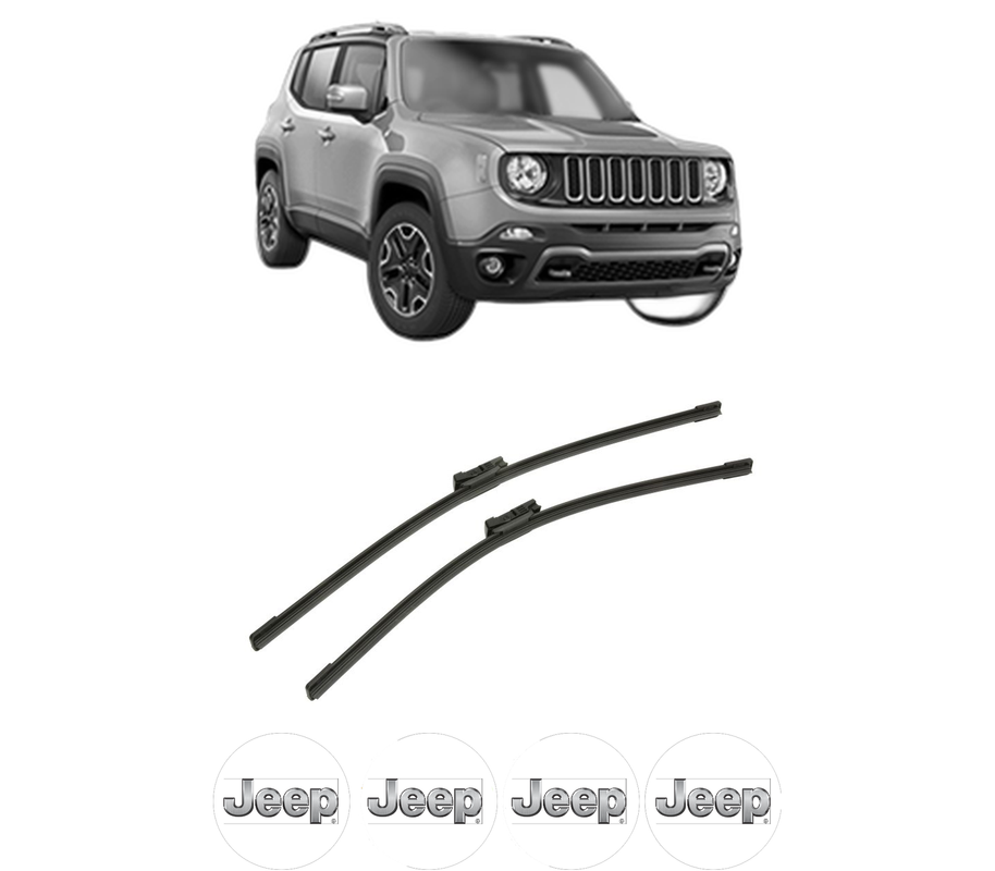Set stergatoare auto JEEP RENEGADE SUV (BU, B1, BV) din 2014-2022, pentru parbriz auto, 2 bucati, Bosch Aerotwin, din cauciuc siliconat rezistent, 4 Stickere Auto JEEP