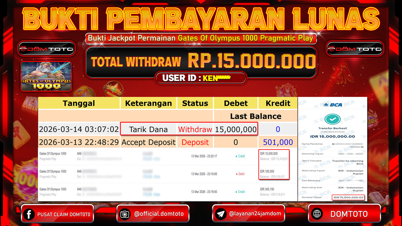 JACKPOT SLOT Gates Of Olympus 1000 Pragmatic Play 14 MARET 2026