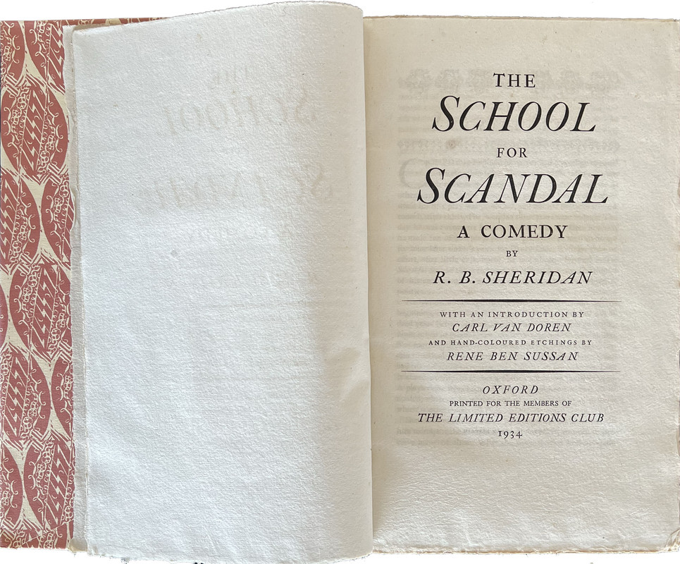 The School for Scandal by R. B. Sheridan – LIMITED EDITIONS CLUB
