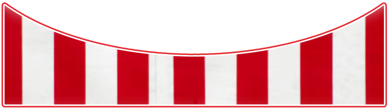A red and white striped arching graphic. Nothing too extreme!