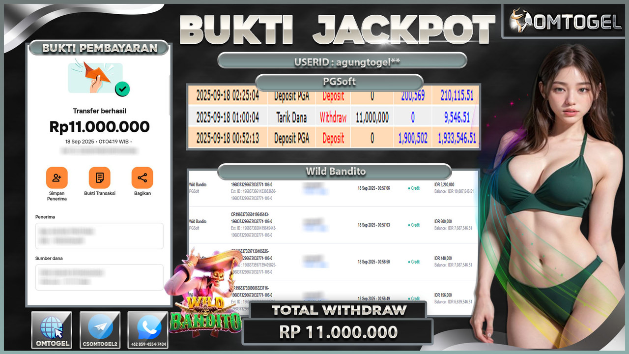OMTOGEL JACKPOT PGSOFT WILD BANDITO 11 JUTA DI BAYAR LUNAS ,-