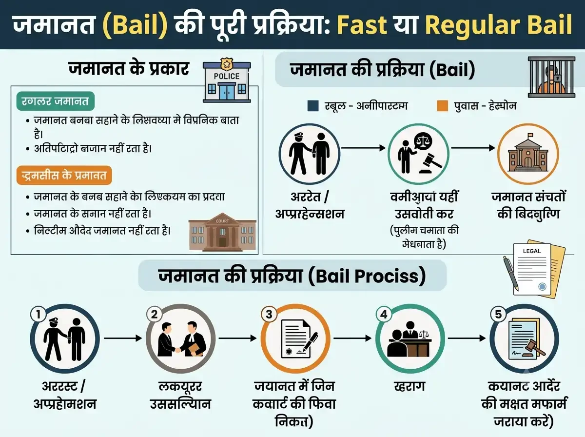 जमानत (Bail) की पूरी प्रक्रिया: Fast या Regular Bail कैसे मिलती है?