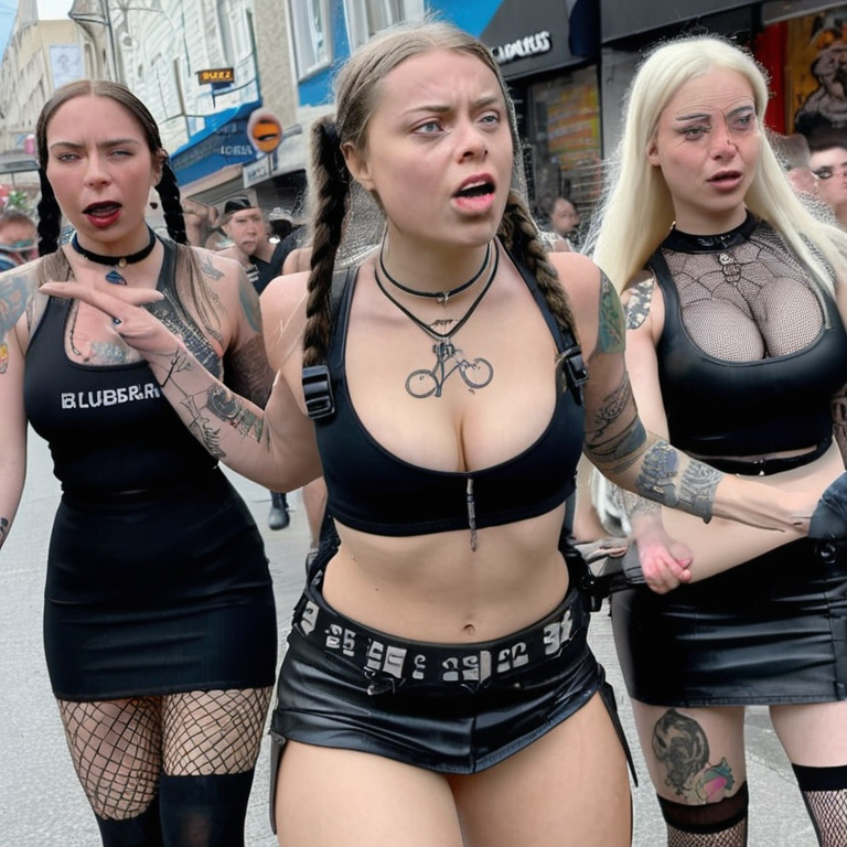 public bukkake ultrafit ultraslutty microskirt pornopunk dyed pigtails excited cum covered policebit