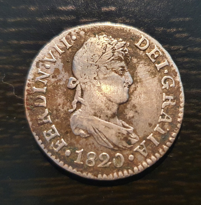 2 Reales 1820. Fernando VII. DG. Sevilla. HISPANORUM REX 20200210-214210