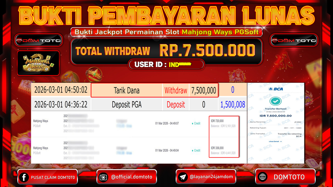 JACKPOT SLOT Mahjong Ways PGSoft 01 MARET 2026