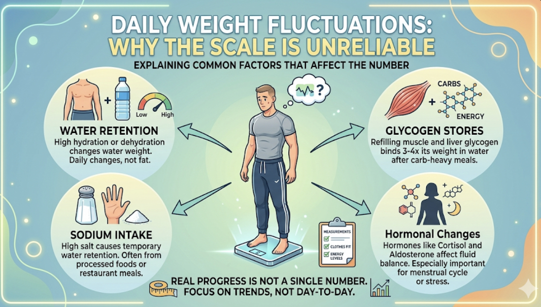 Person drinking water showing hydration, explaining factors affecting daily weight fluctuations