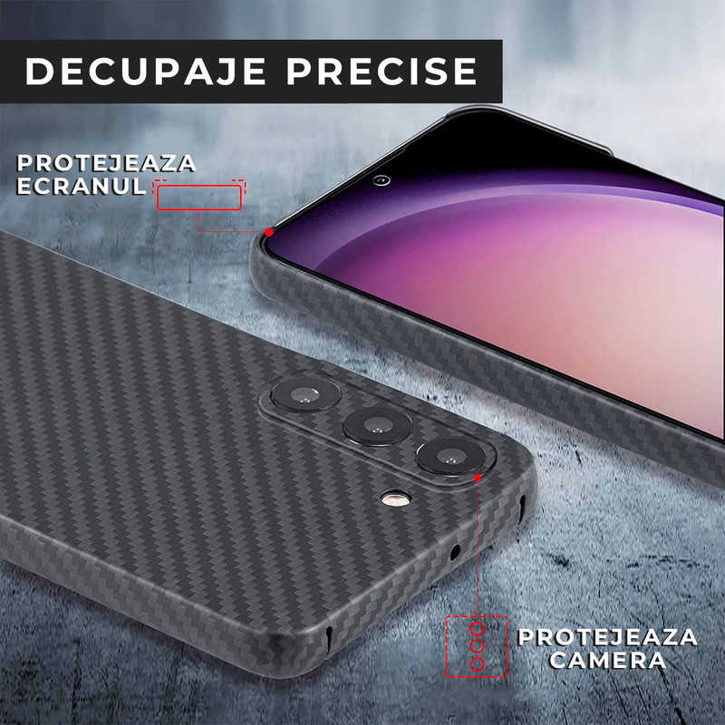 Husa Daden® din fibra de aramida/kevlar pentru Samsung S24, Protectie Antisoc, Camera Ultra Safe, Negru 71t36h O6n EL AC SL1500