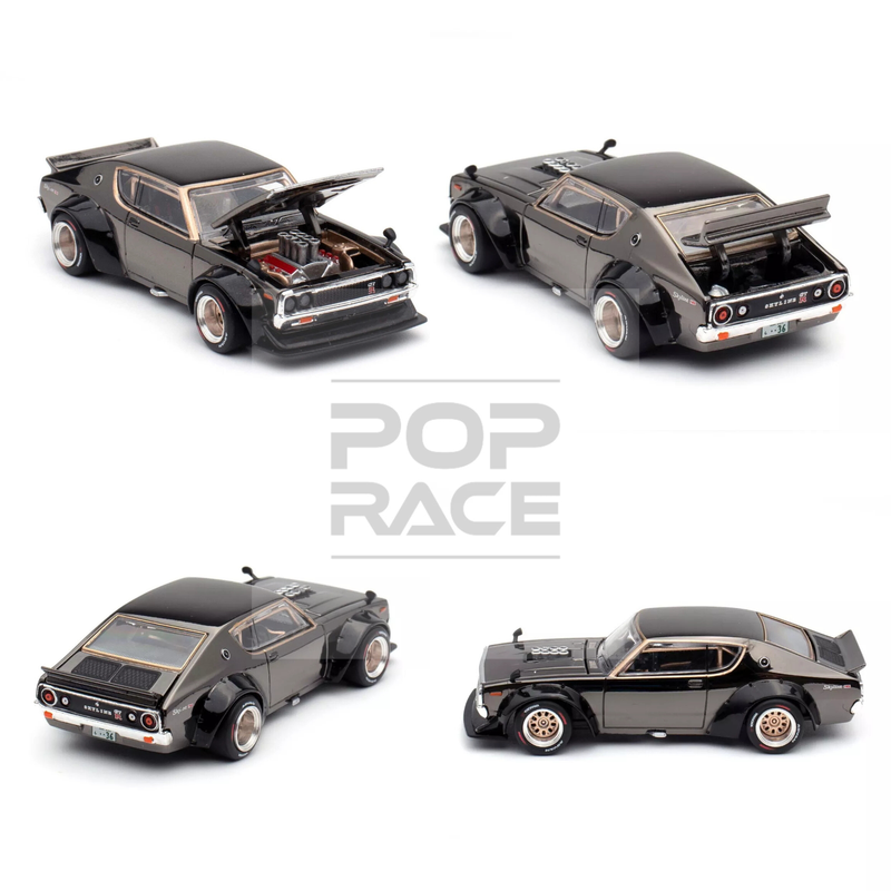 1:64 Pop Race Nissan Skyline KPGC110 Kenmeri Dark Chrome TASKL