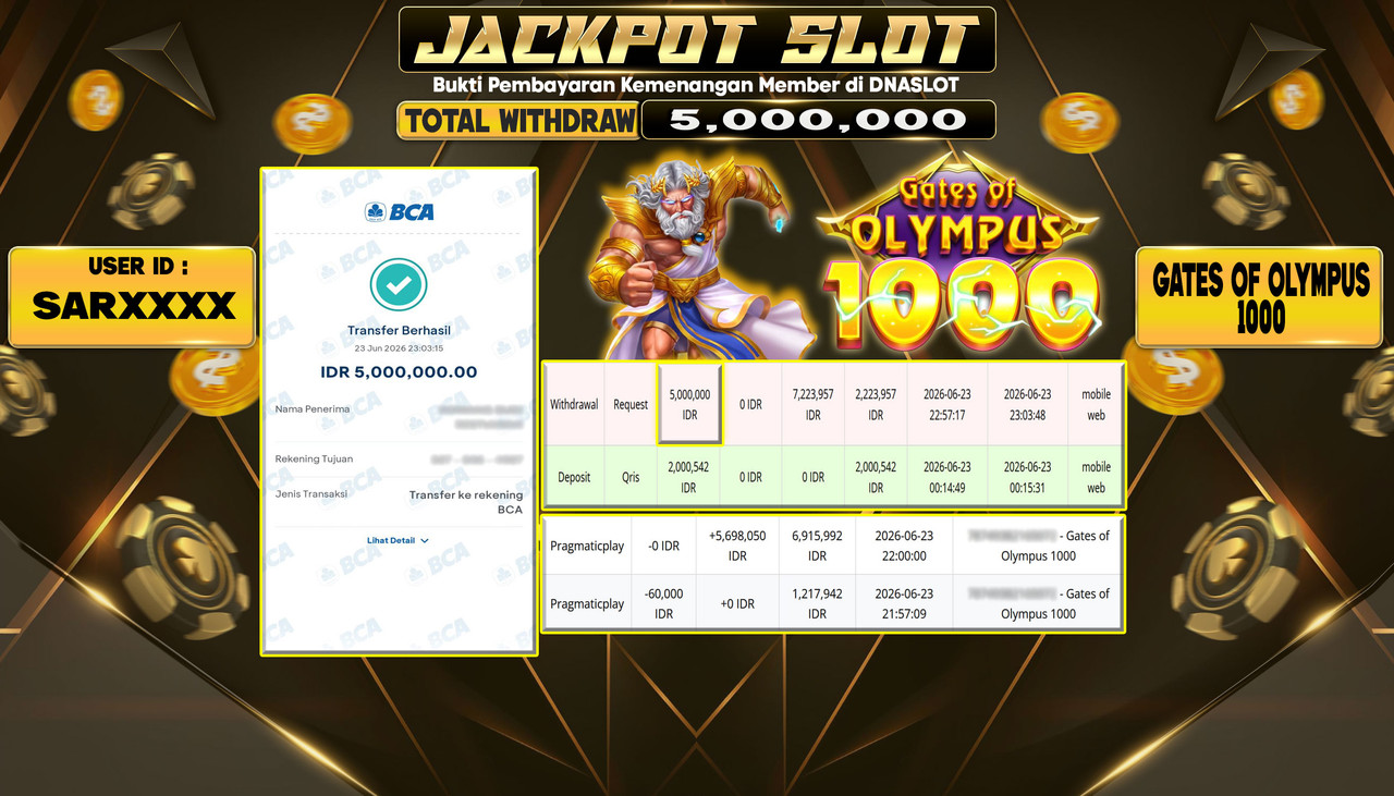 JACKPOT SLOT GATES OF OLYMPUS 1OOO 23 JUNE 2026