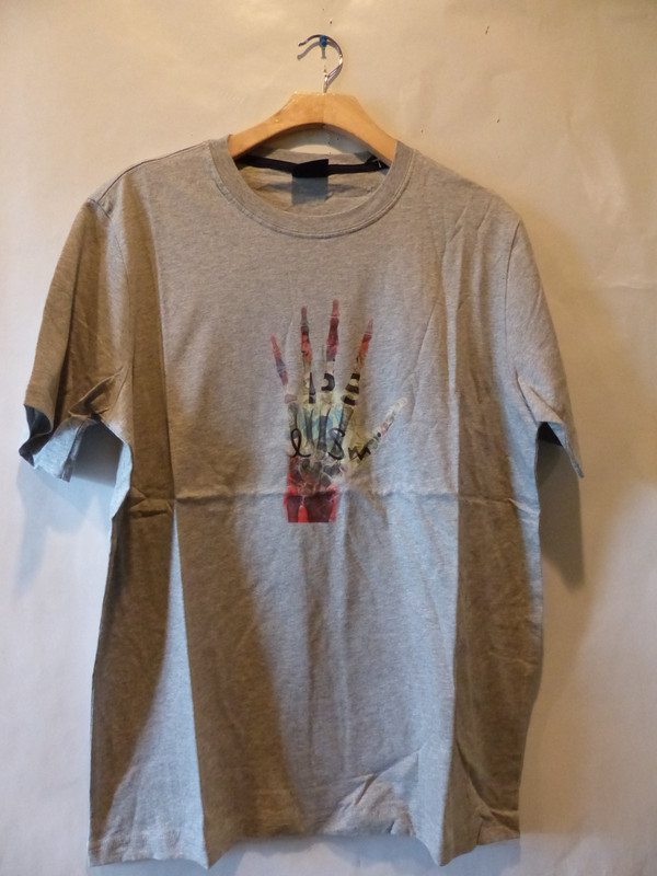 PAUL SMITH MENS SHORT SLEEVE REGULAR FIT GRAY TSHIRT W/ SKELETON HAND SIZE XL