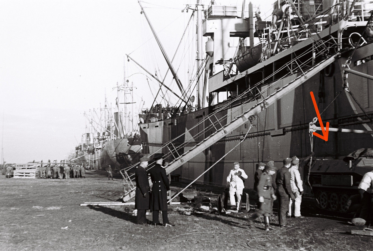 Flandern Schiff Tarn Verladung Schützen-Panzer S