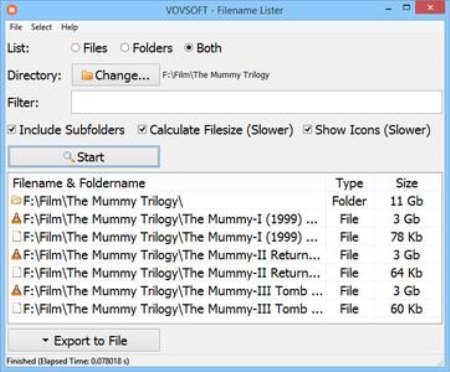 VovSoft Filename Lister 3.7 Portable