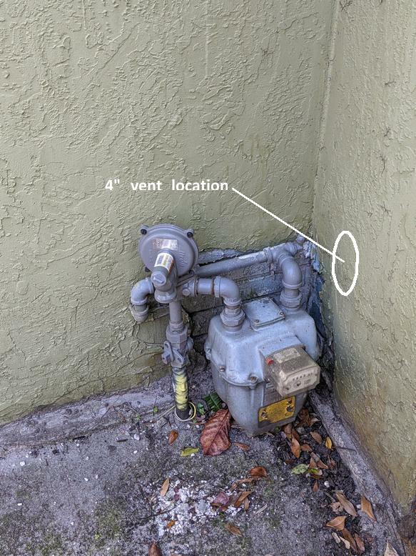 Gas meter proximity to dryer vent exhaust