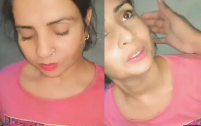 Horney slut shaking his huge dick and boobs