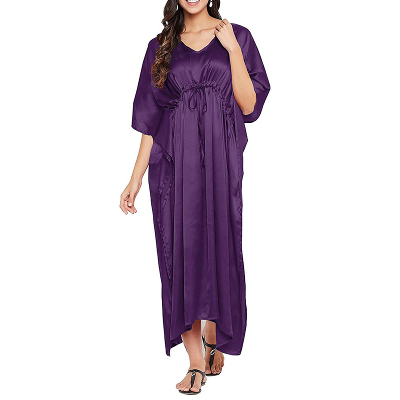Women Satin Silk Nightdress Lingerie Sleepwear Nightgown Maxi Robe Loungewear - Picture 17 of 125