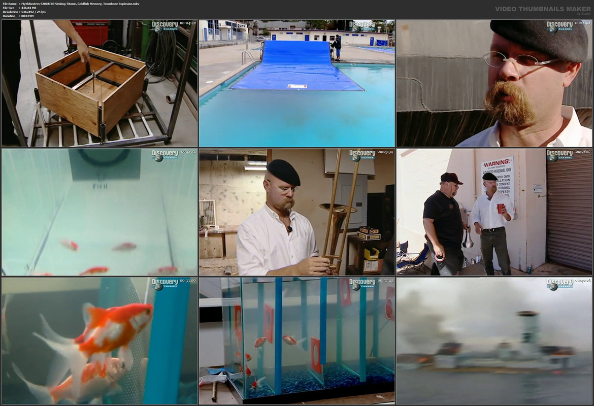 MythBusters S2004E03 Sinking Titanic, Goldfish Memory, Trombone Explosion.mkv