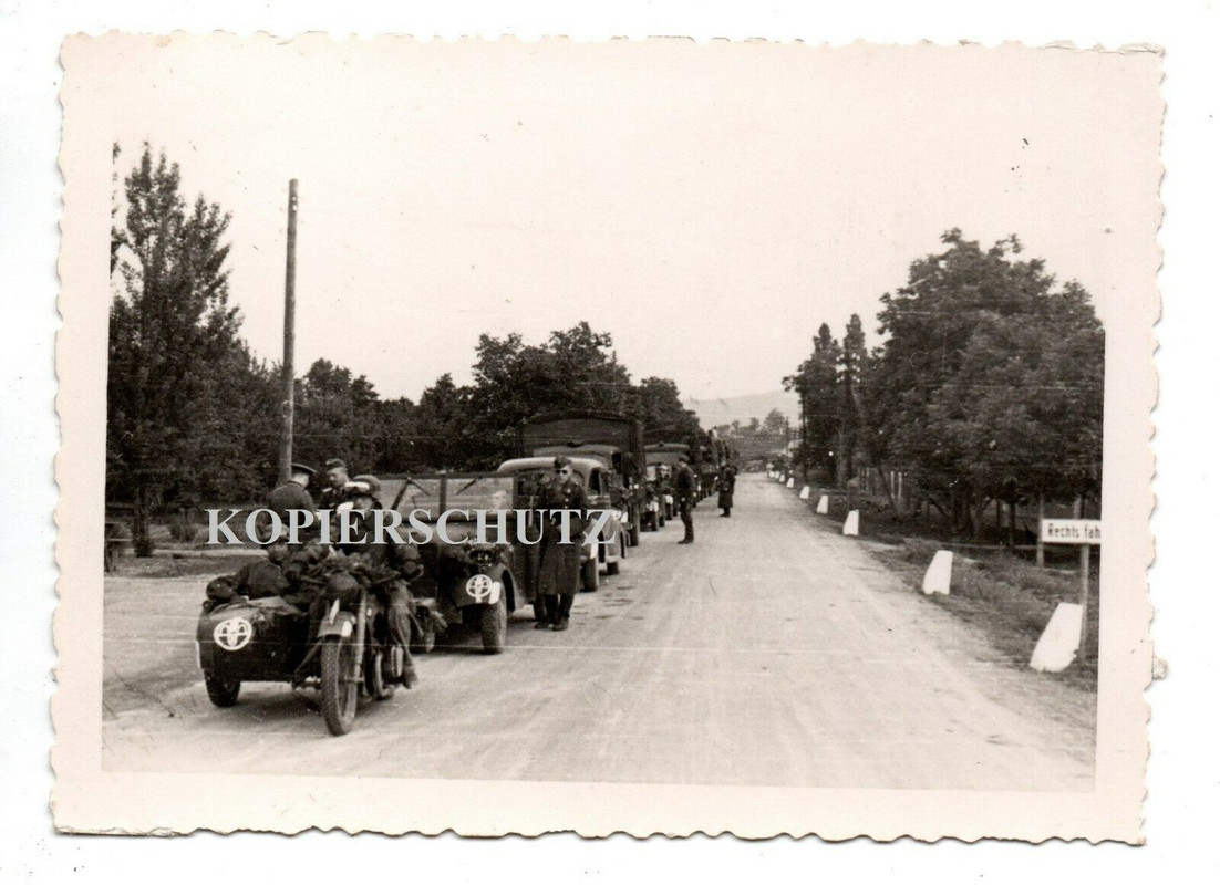 Deutsch-Ungar. Grenze Schild SDkfz Krad Gespann PKW Kübel LKW Emblem Soldat