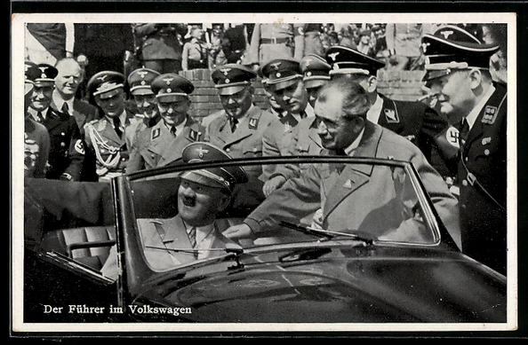 AK Adolf Hitler im Volkswagen mit Ferdinand Porsche