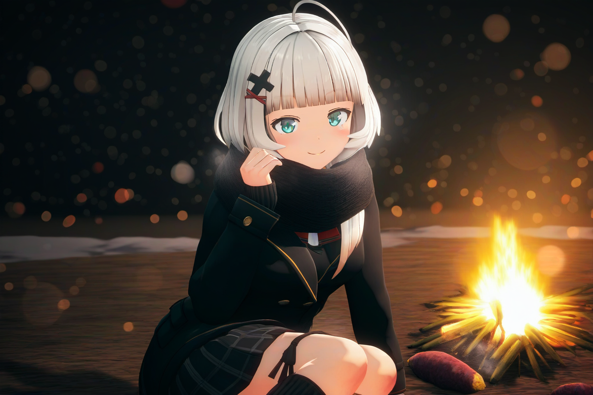 1girl, snow, {{{{{upper body}}}}}, aqua eyes, long hair, hime cut, white hair, s s-2653790341