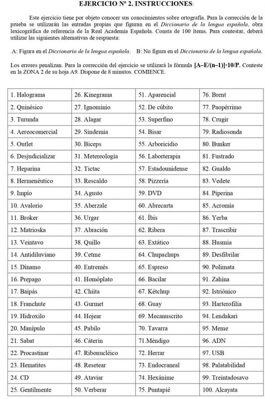 Examen ortografía para le ingreso al Cuerpo de Policía Nacional