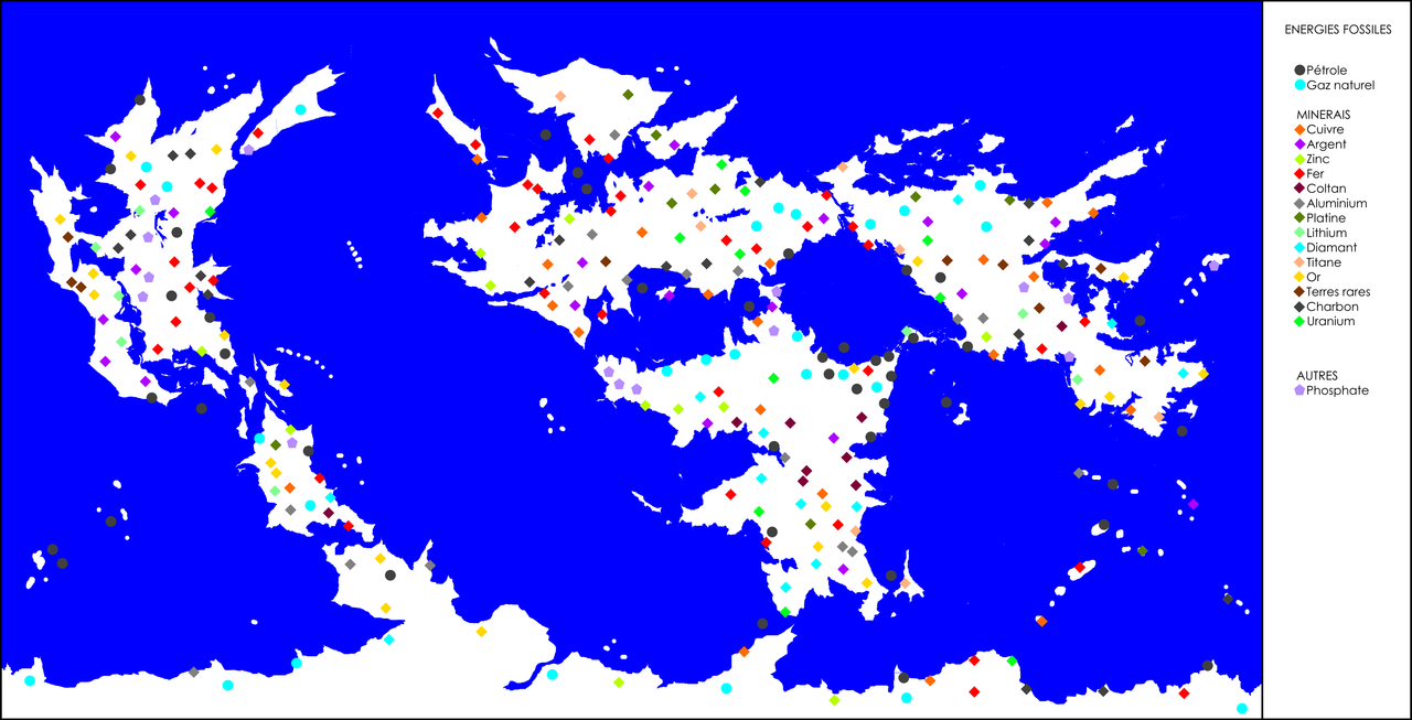 Carte du monde et de ses recoures