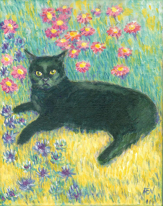 a-black-cat-on-floral-mat-jingfen-hwu