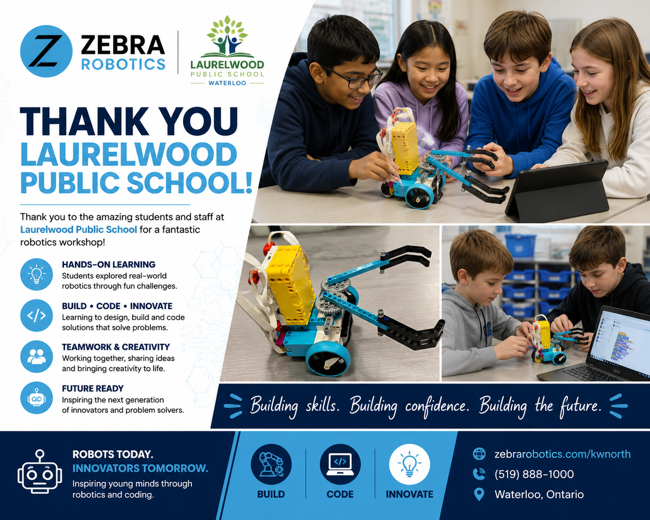 Robotics and Coding Workshops at Laurelwood Public School in Waterloo