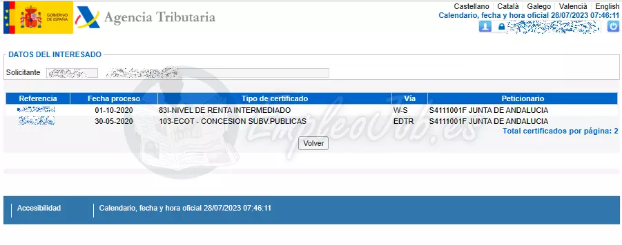 Cruce de datos con Hacienda