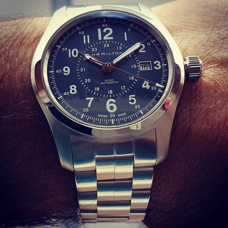 Hamilton Khaki Field Auto 42 mm 100M Blue Dial Bracelet #H70605143 (2)