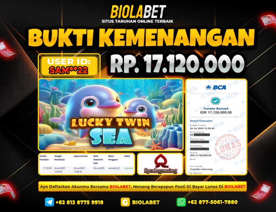BIOLABET JACKPOT SPADE GAMING Rp.17.120.000.,- LUNAS