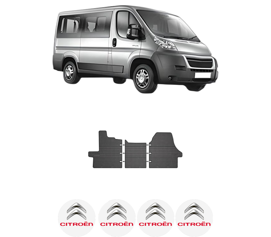 Set covorase presuri CITROEN JUMPER II Bus din 2006-2023, auto, din cauciuc thermoplastic, 4 Stickere auto cu CITROEN