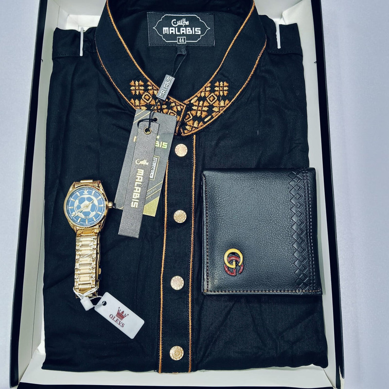 Cotton Print Punjabi + Premium Watch + Wallet Combo Pack