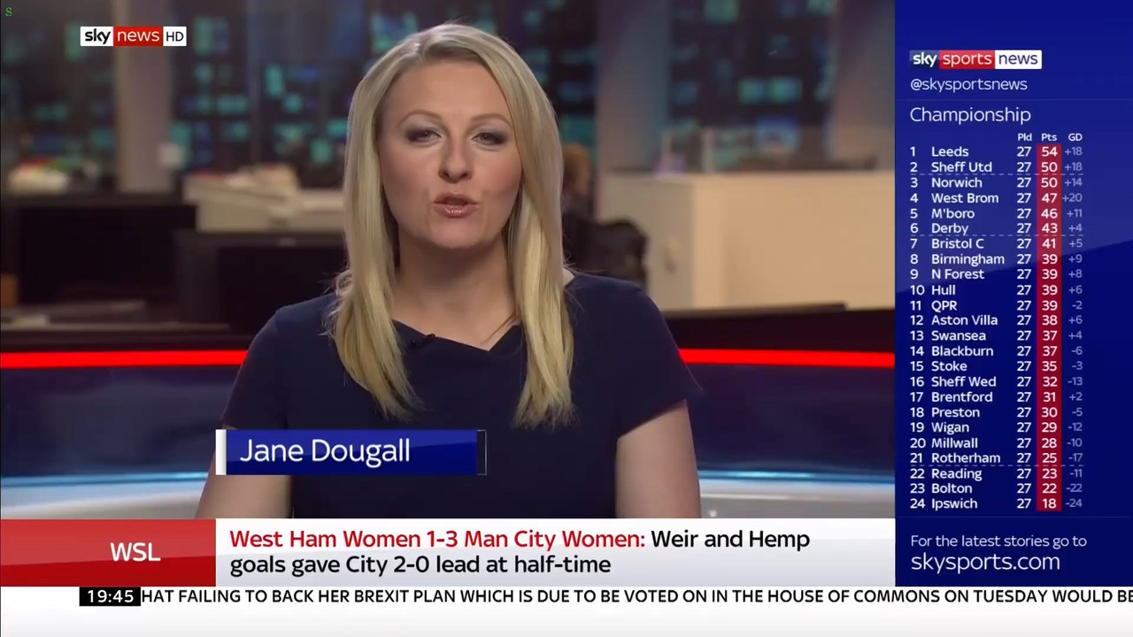 13 January - 19.30.00 - Sportsline. Sky News presents the news a