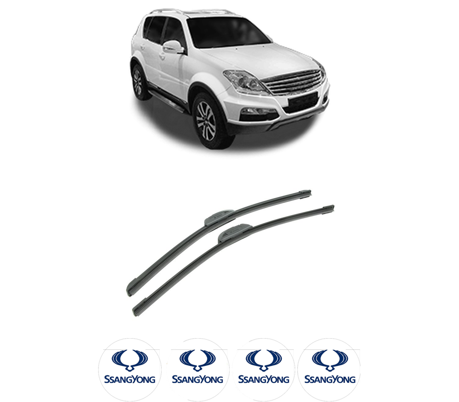 Set stergatoare auto SSANGYONG REXTON W / REXTON VAN din 2015, pentru parbriz auto, 2 bucati, Bosch Aerotwin Retrofit, din cauciuc siliconat rezistent, 4 Stickere Auto SSANGYONG