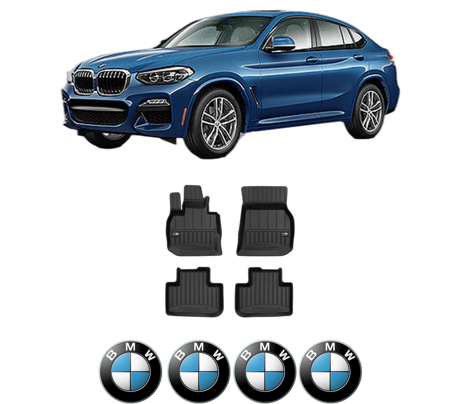 Set covorase presuri BMW Seria X4 | G02 din 2018, auto, din cauciuc thermoplastic, 4 Stickere auto cu BMW Seria