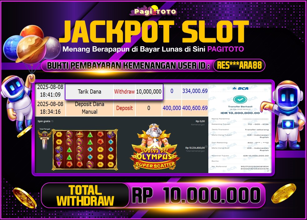 HAPPY JACKPOT MEMBER PAGITOTO SLOT GATES OF OLYMPUS SUPER SCATTER  Rp 10.000.000-, - LUNAS