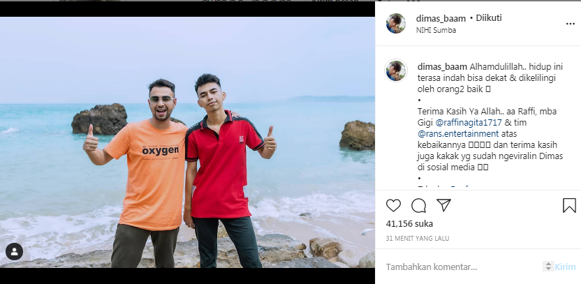 Dimas Ramadhan dan Raffi Ahmad di Nihi Sumba