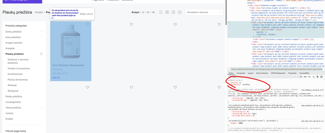 Minor styles added to make product visible