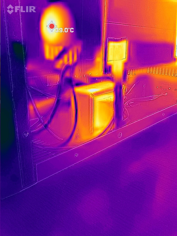 Iron core transformers gets pretty warm, about 40 Celsius