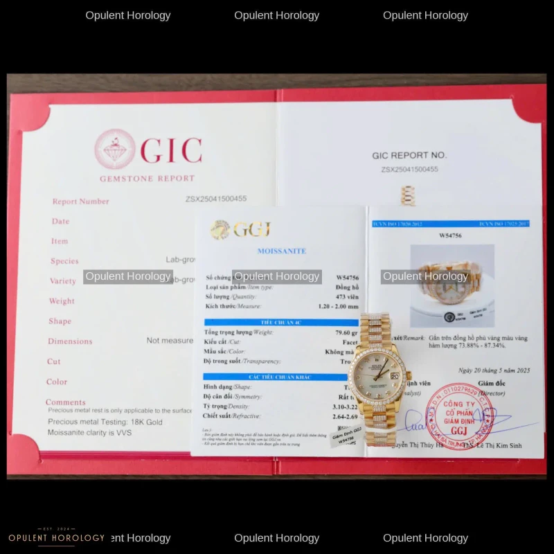 Rolex Datejust Women's Mother of Pearl Moissanite Gold Plated 31mm - Super Clone