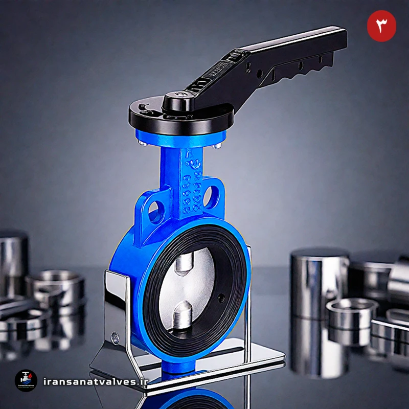 نمای بغل و زوایای مختلف شیر پروانهای میراب سایز 6 اینچ