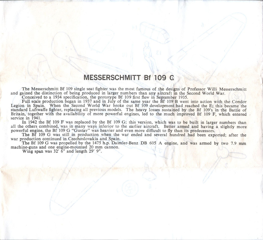 Me 109G Instructions 1